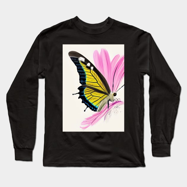 PRETTY COBALT BLUE AND PINK BUTTERFLY Long Sleeve T-Shirt by sailorsam1805